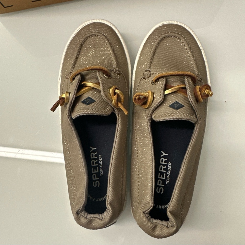 Sperry Lounge Away 2 Sparkle Denim Taupe Women’s Shoes Size 5.5M